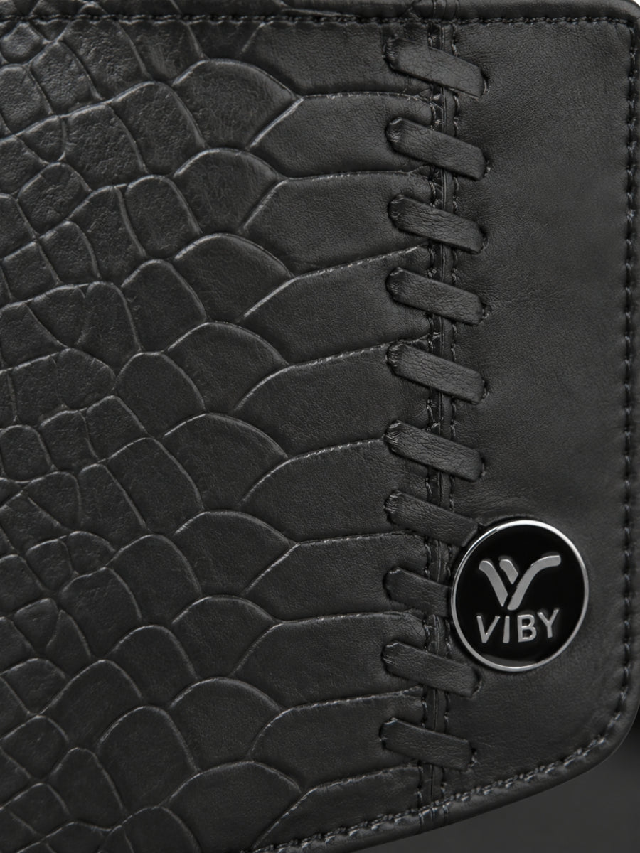 Croco Braid Stich wallet black