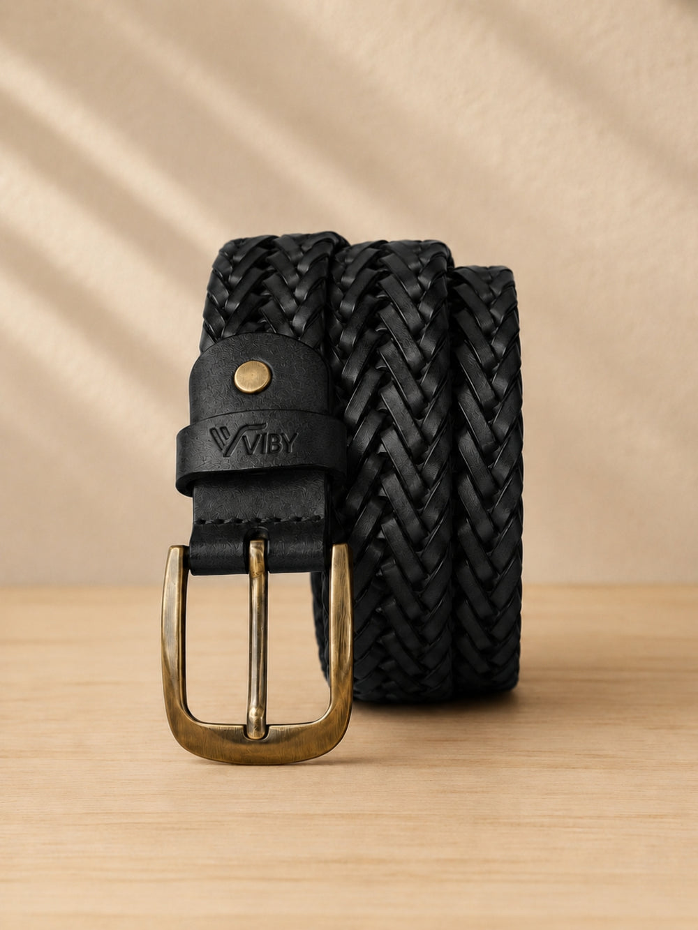 Braided Leather Belt black