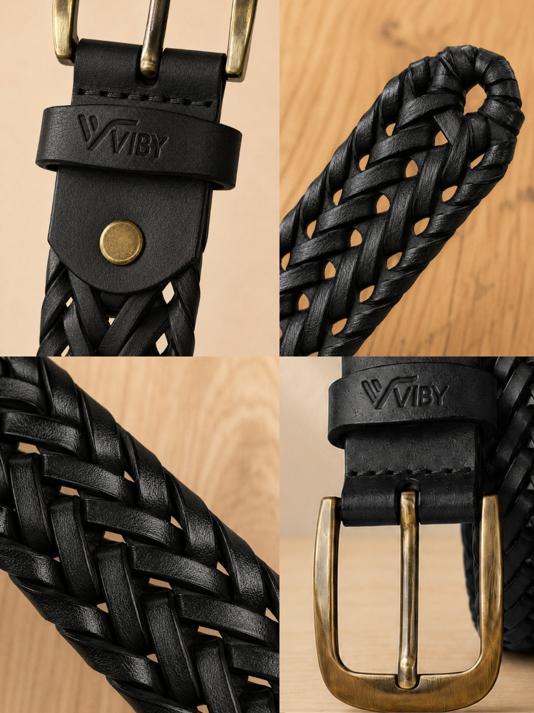 Braided Leather Belt black