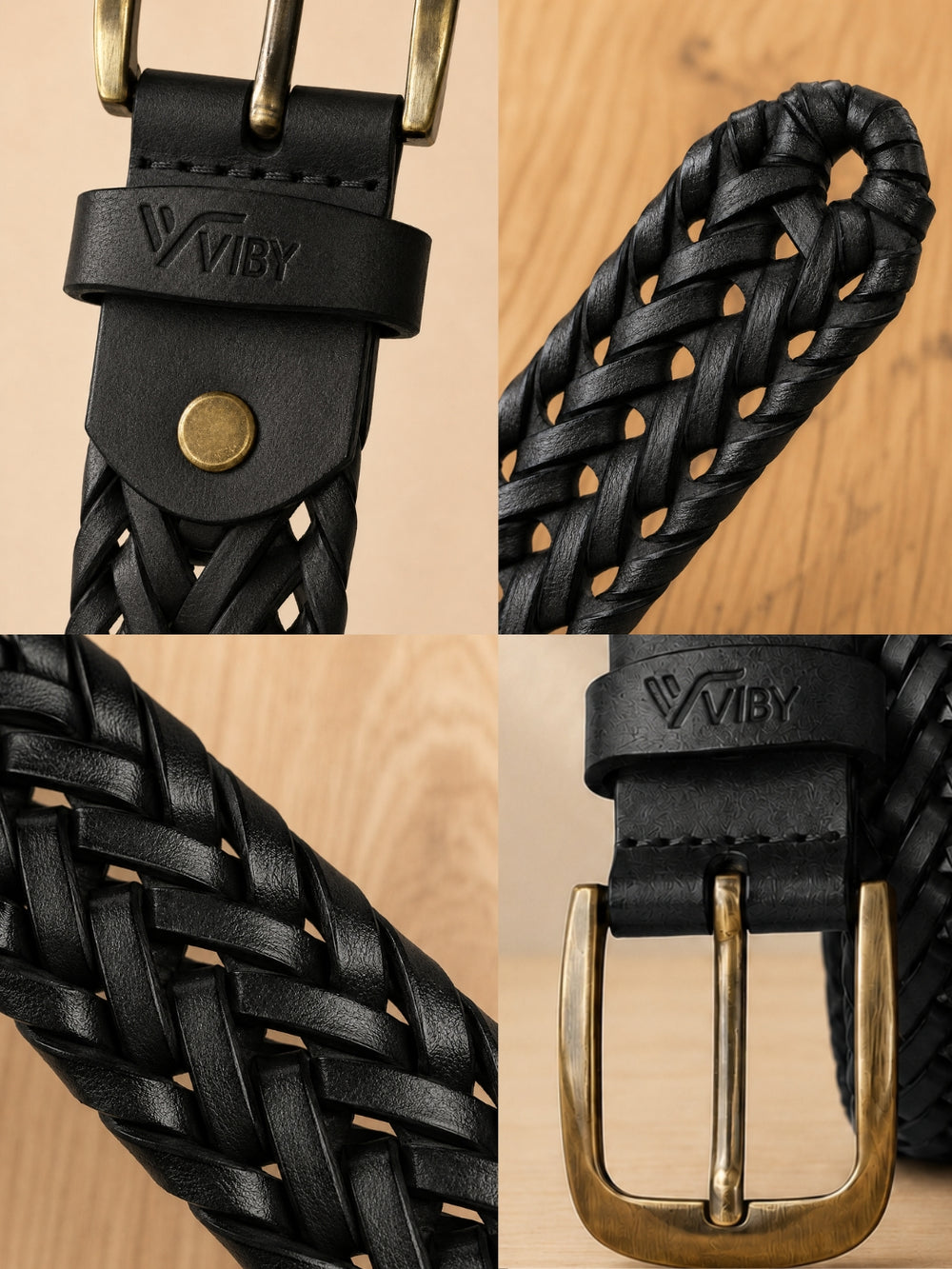 Braided Leather Belt black