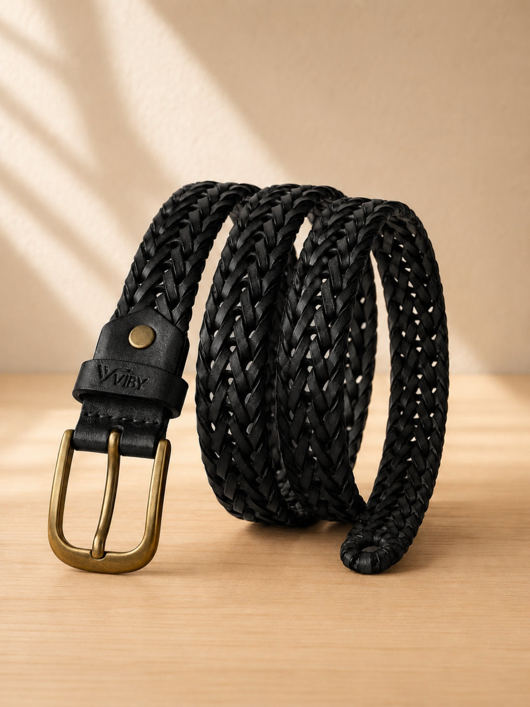 Braided Leather Belt black