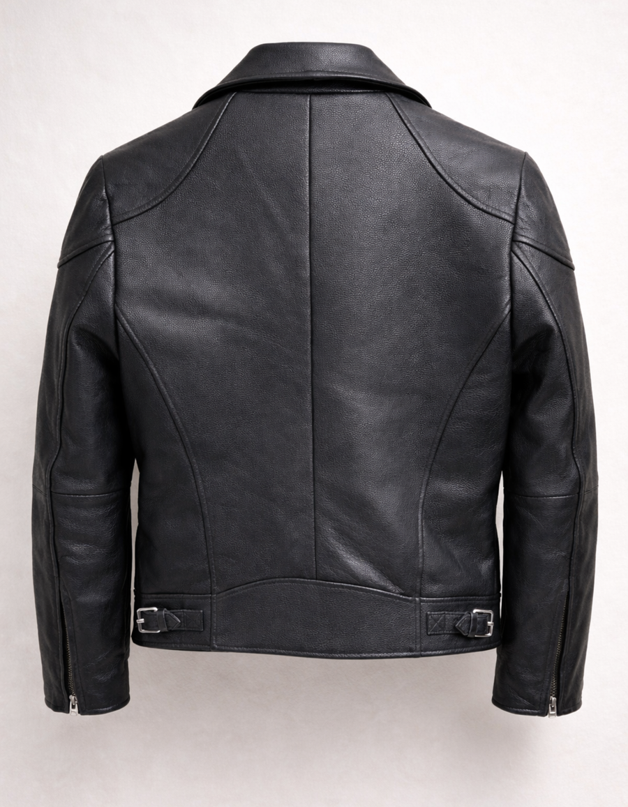 Men’s Classic Black Genuine Leather Biker Jacket