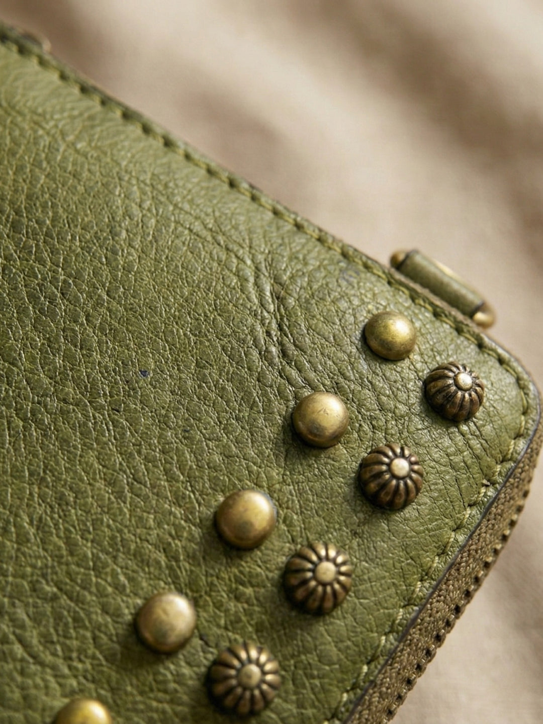 Studded Phone Wallet green