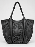 Braided Leather Tote Bag BLACK