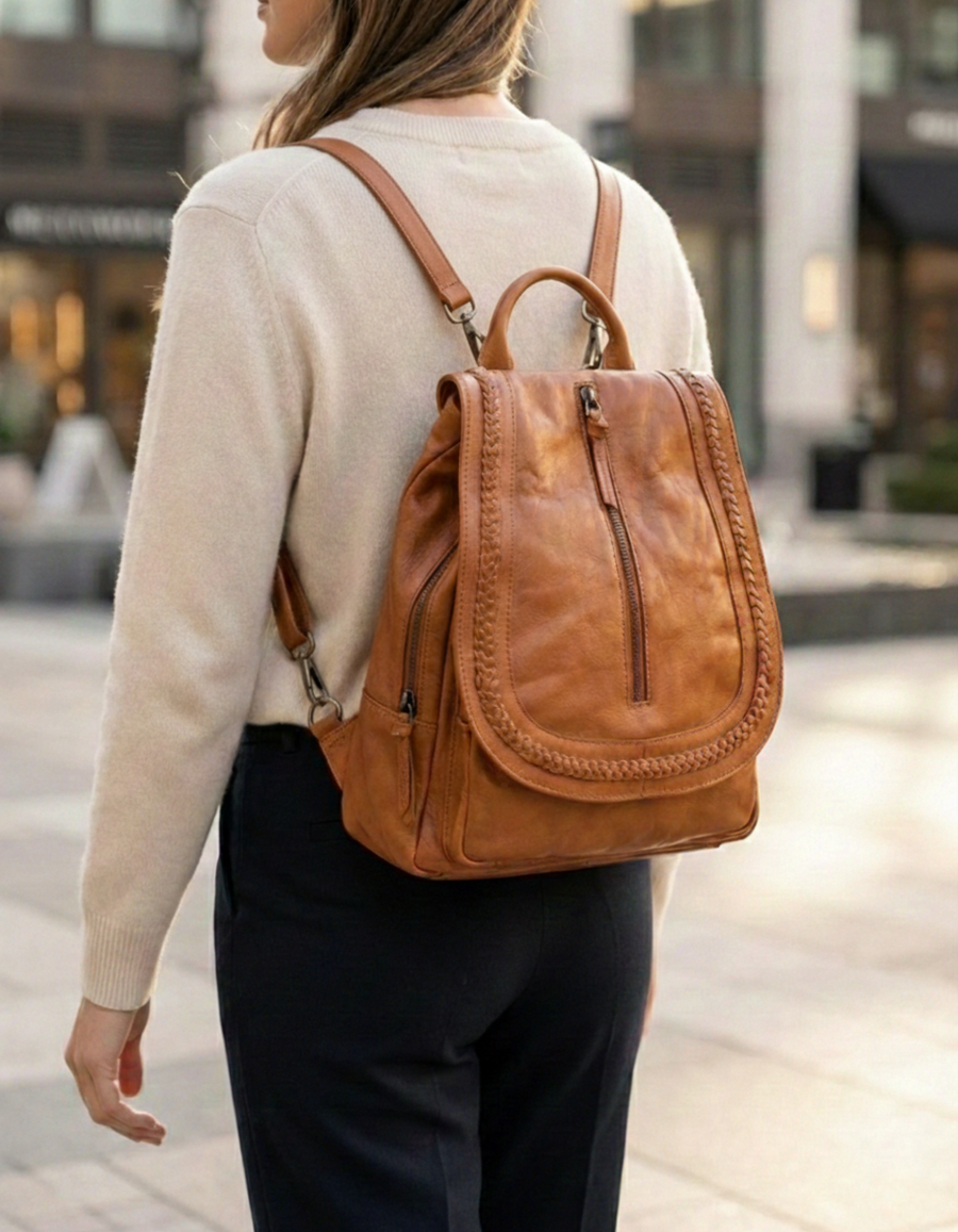 Premium Leather Backpack for Men & Women – Classic Brown