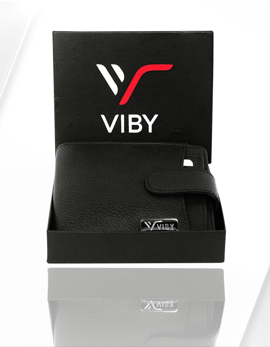 Premium Black Leather Wallet for Men with Button Closure