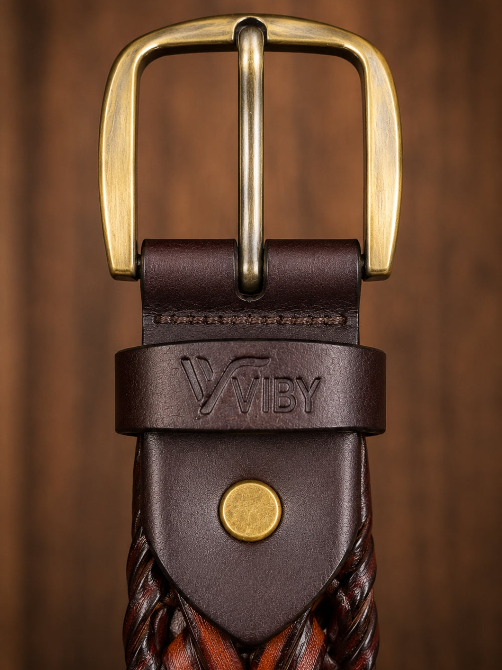 Braided Leather Belt red and brown