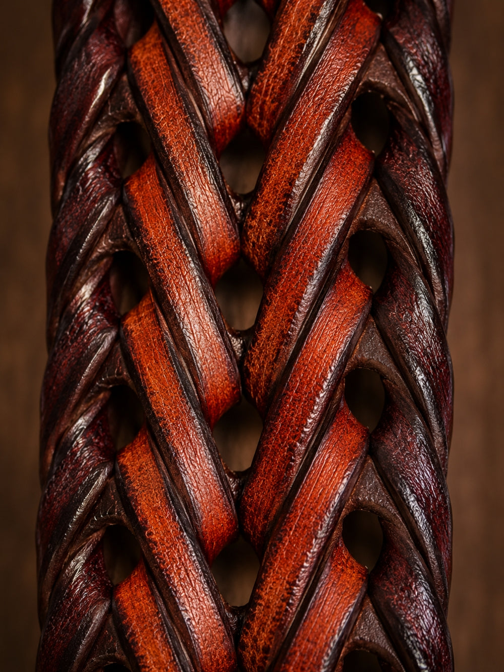 Braided Leather Belt red and brown