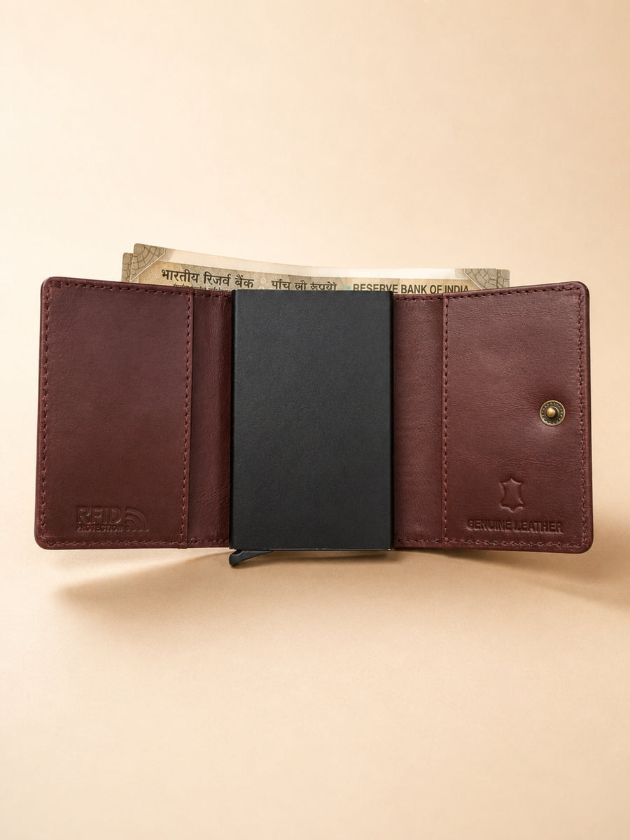 Pop-Up Three Fold Wallet brown
