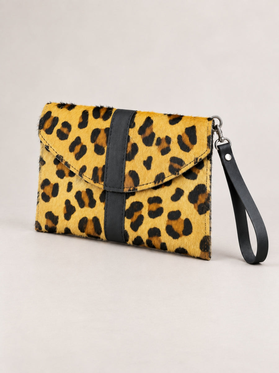 Wristlet Envelope Clutch yellow and black