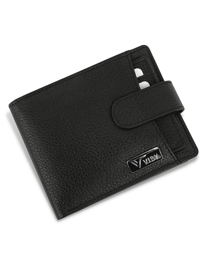 Premium Black Leather Wallet for Men with Button Closure