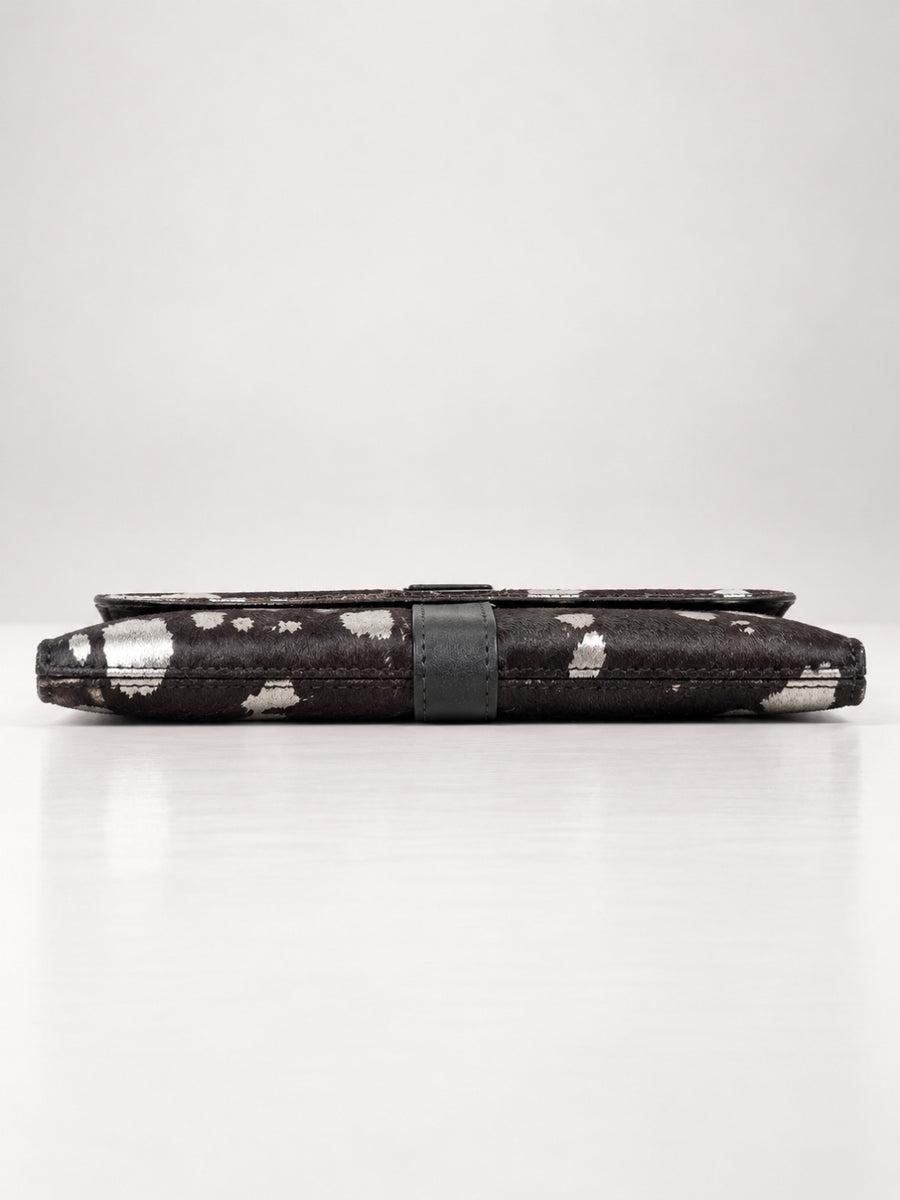 Wristlet Envelope Clutch black white patches 
