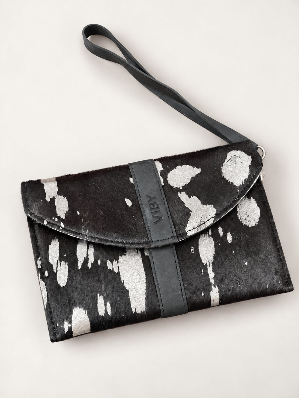Wristlet Envelope Clutch black white patches 