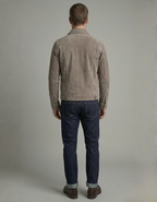 Premium Stone Grey Suede Leather Jacket for Men – Classic Trucker Style