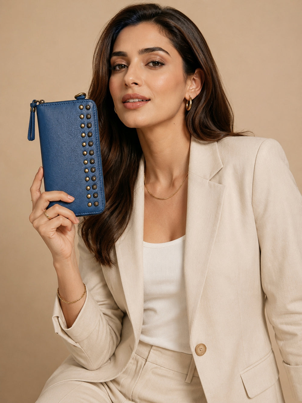 Studded Phone Wallet blue
