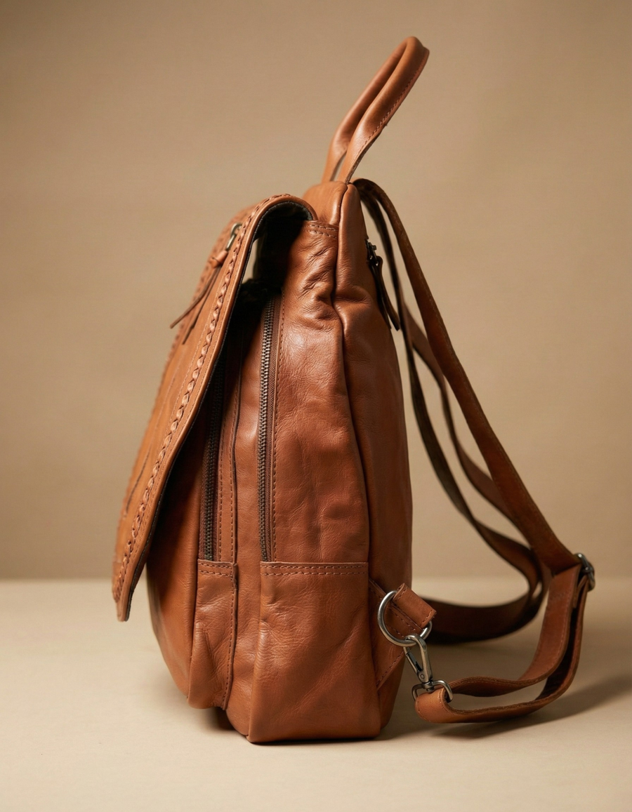 Premium Leather Backpack for Men & Women – Classic Brown