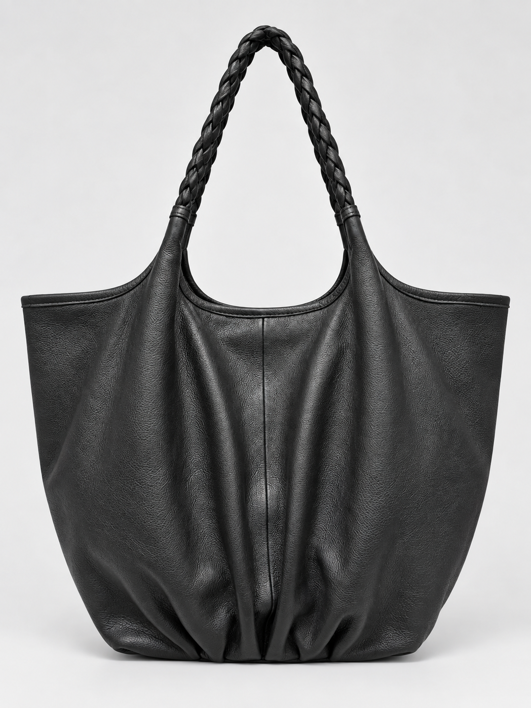 Braided Leather Tote Bag BLACK