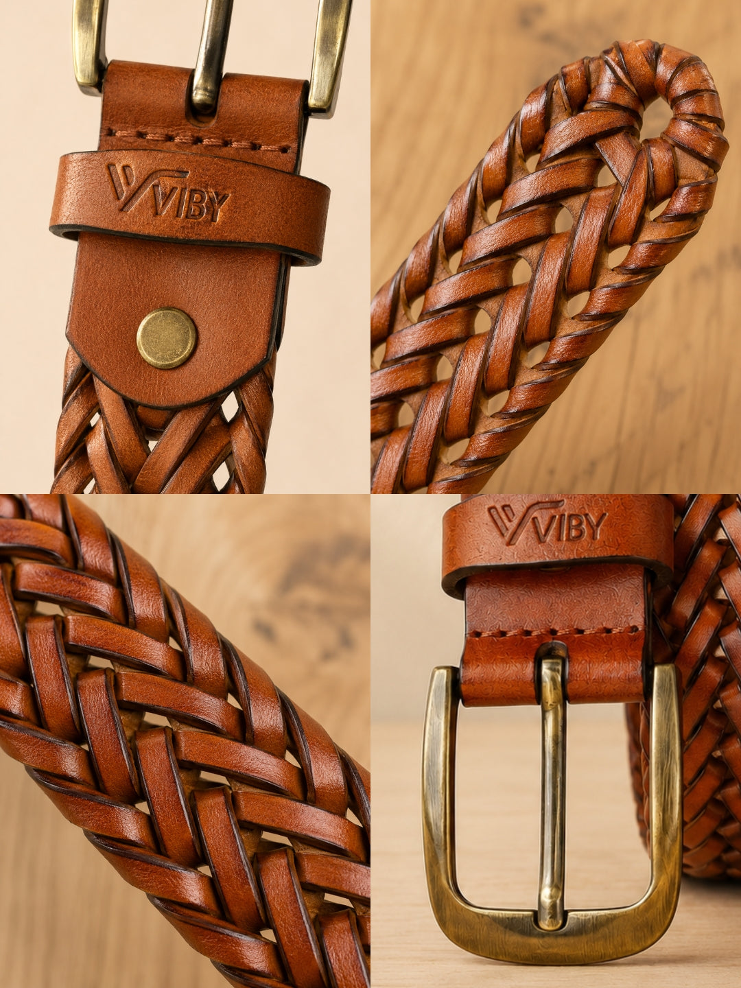 Braided Leather Belt brown