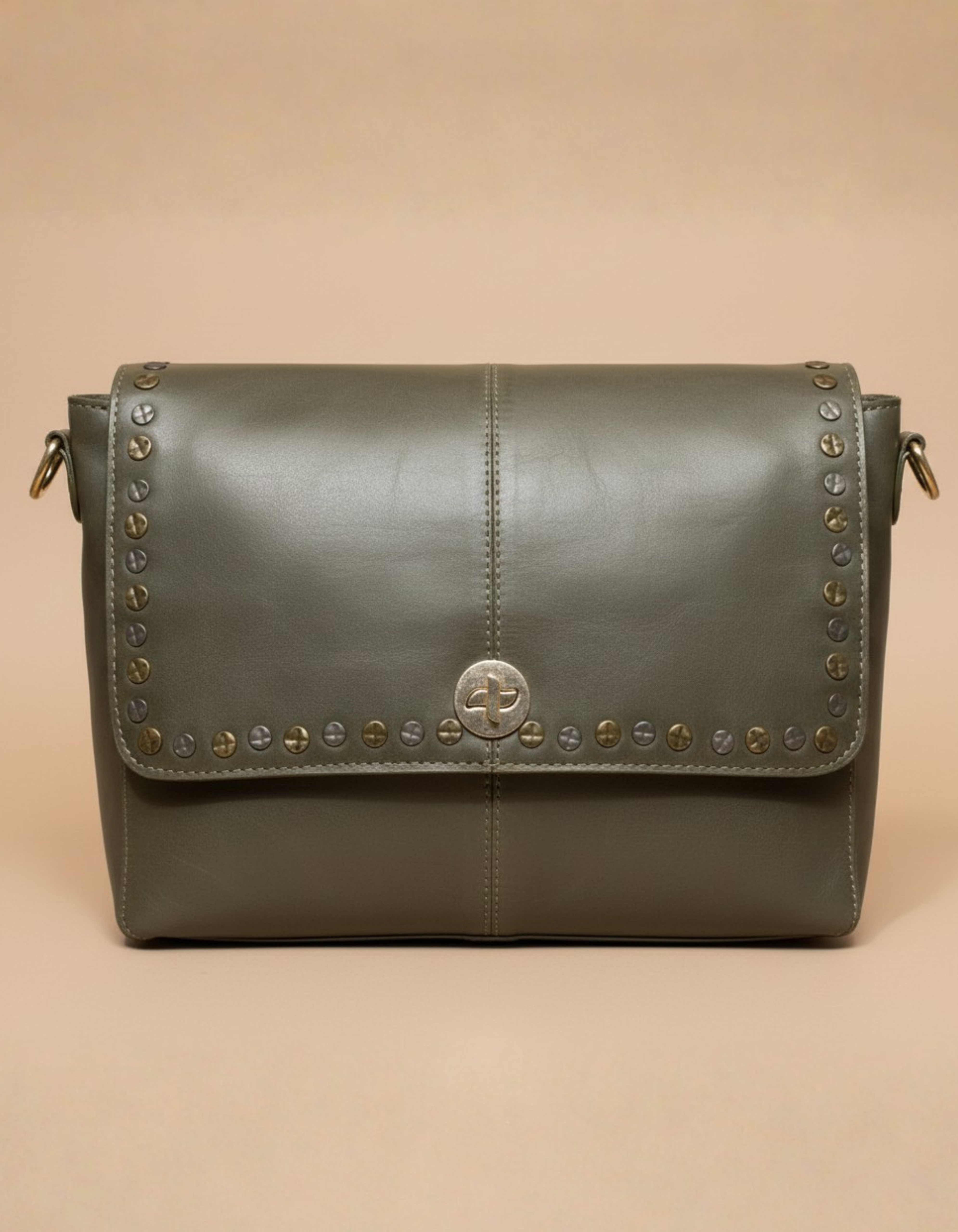 Premium Genuine Leather Sling Bag – Olive Green Crossbody Bag