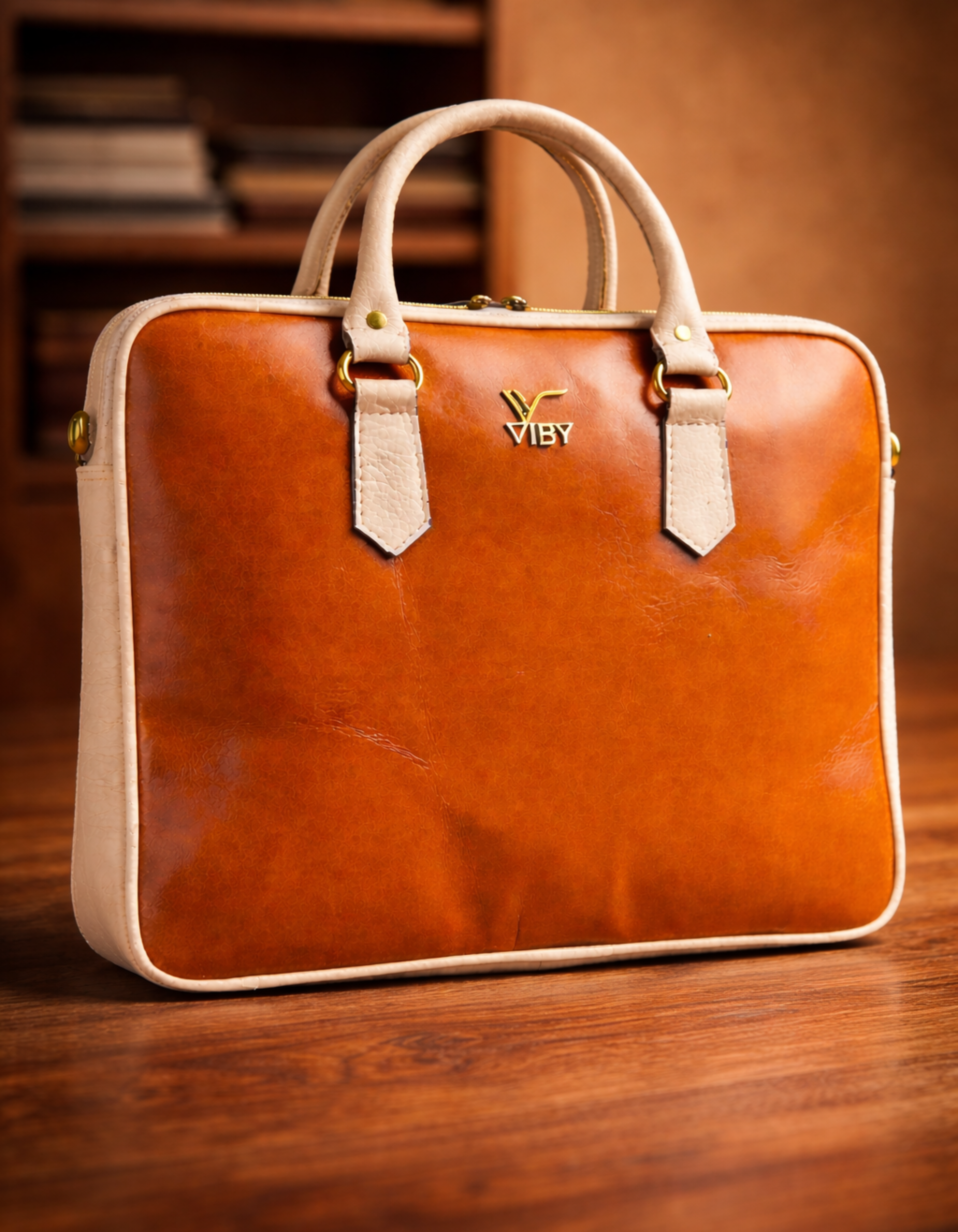 office mens bags brown and cream