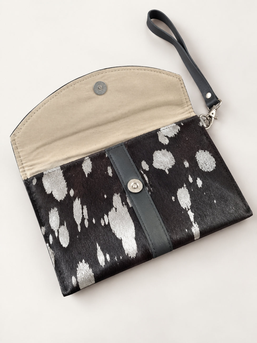Wristlet Envelope Clutch black white patches 
