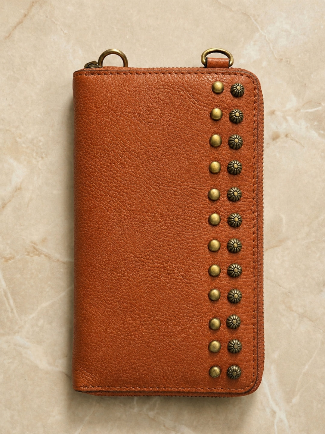 Studded Phone Wallet brown