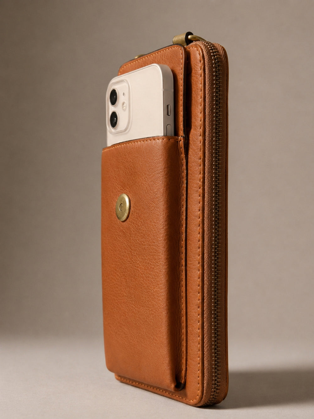 Studded Phone Wallet brown