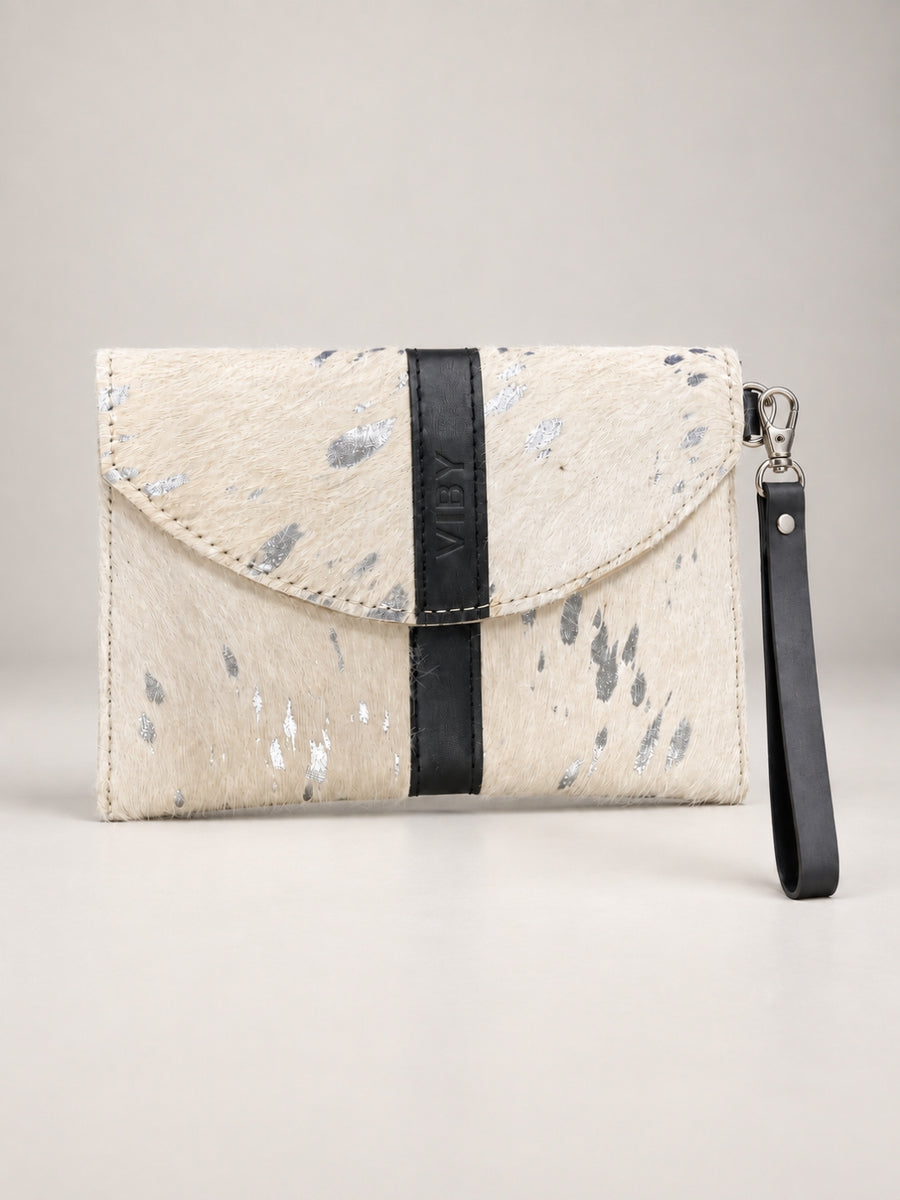 Wristlet Envelope Clutch white black line
