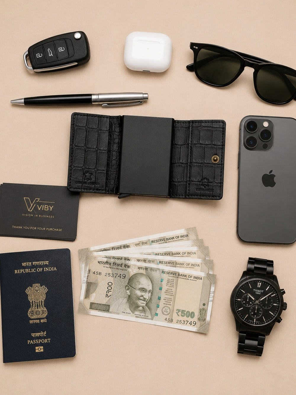 Pop-Up Three Fold Wallet black