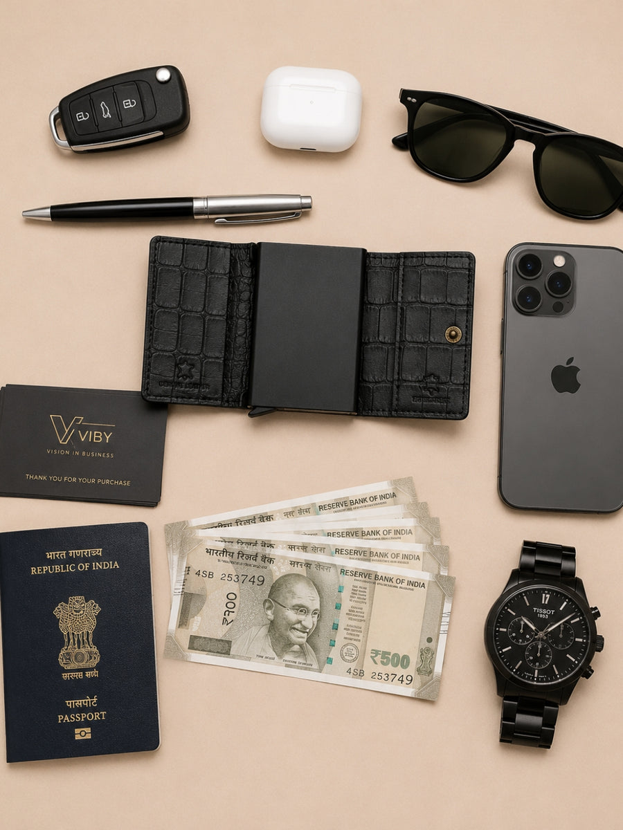 Pop-Up Three Fold Wallet black