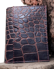 Premium Genuine Leather Wallet for Men – Crocodile Texture (Dark Brown)