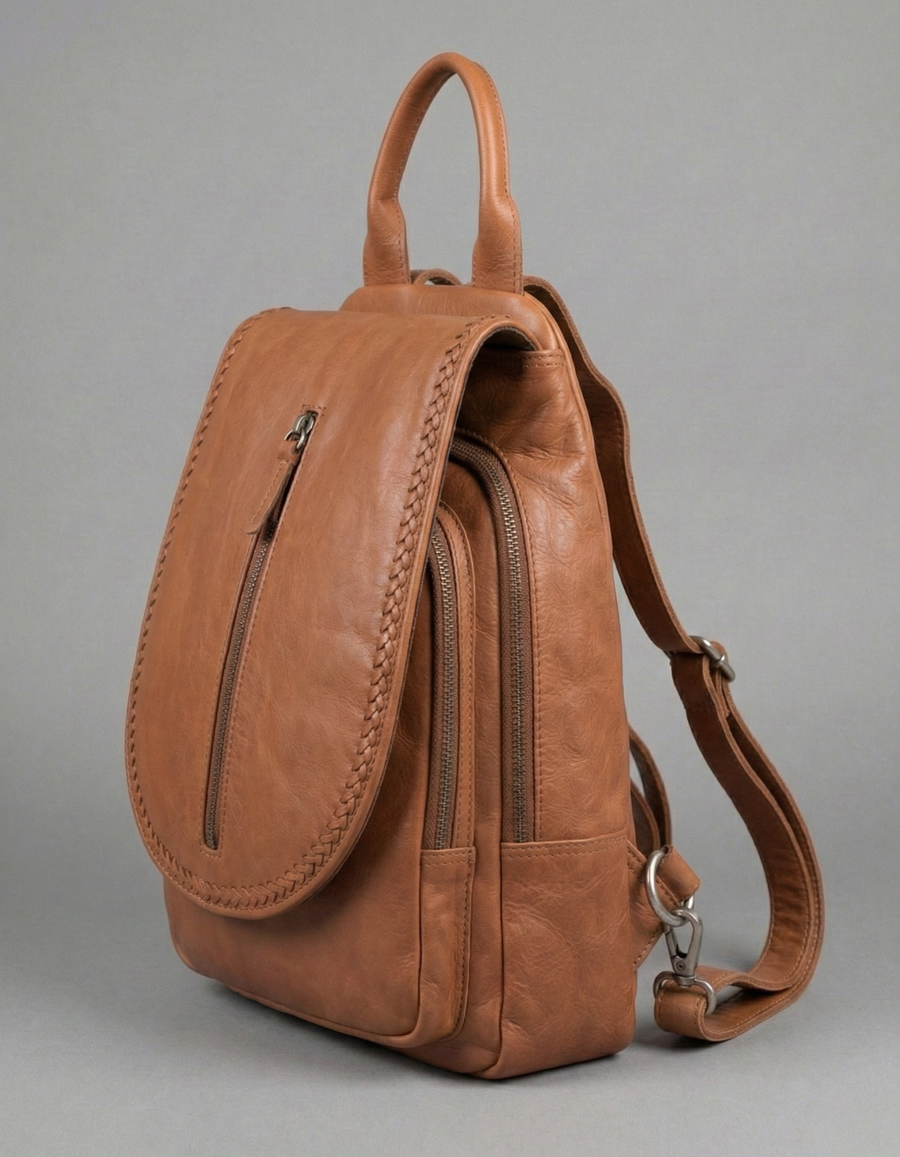 Premium Leather Backpack for Men & Women – Classic Brown