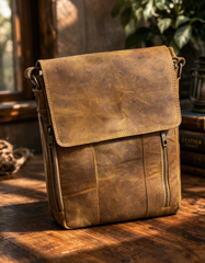 mens sling bags light brown