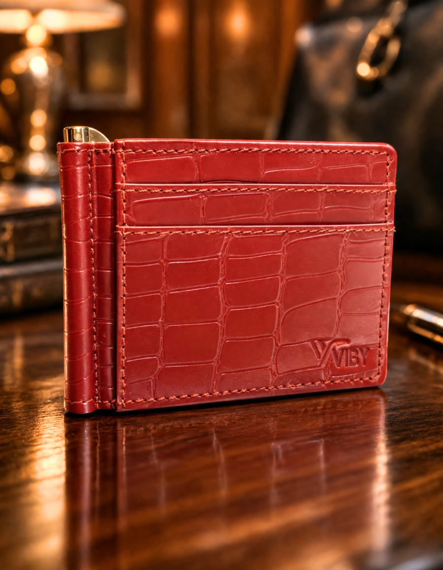 VIBY SlimArc Money Clipper Wallet – Top Grained Leather Slim Card Holder for Men