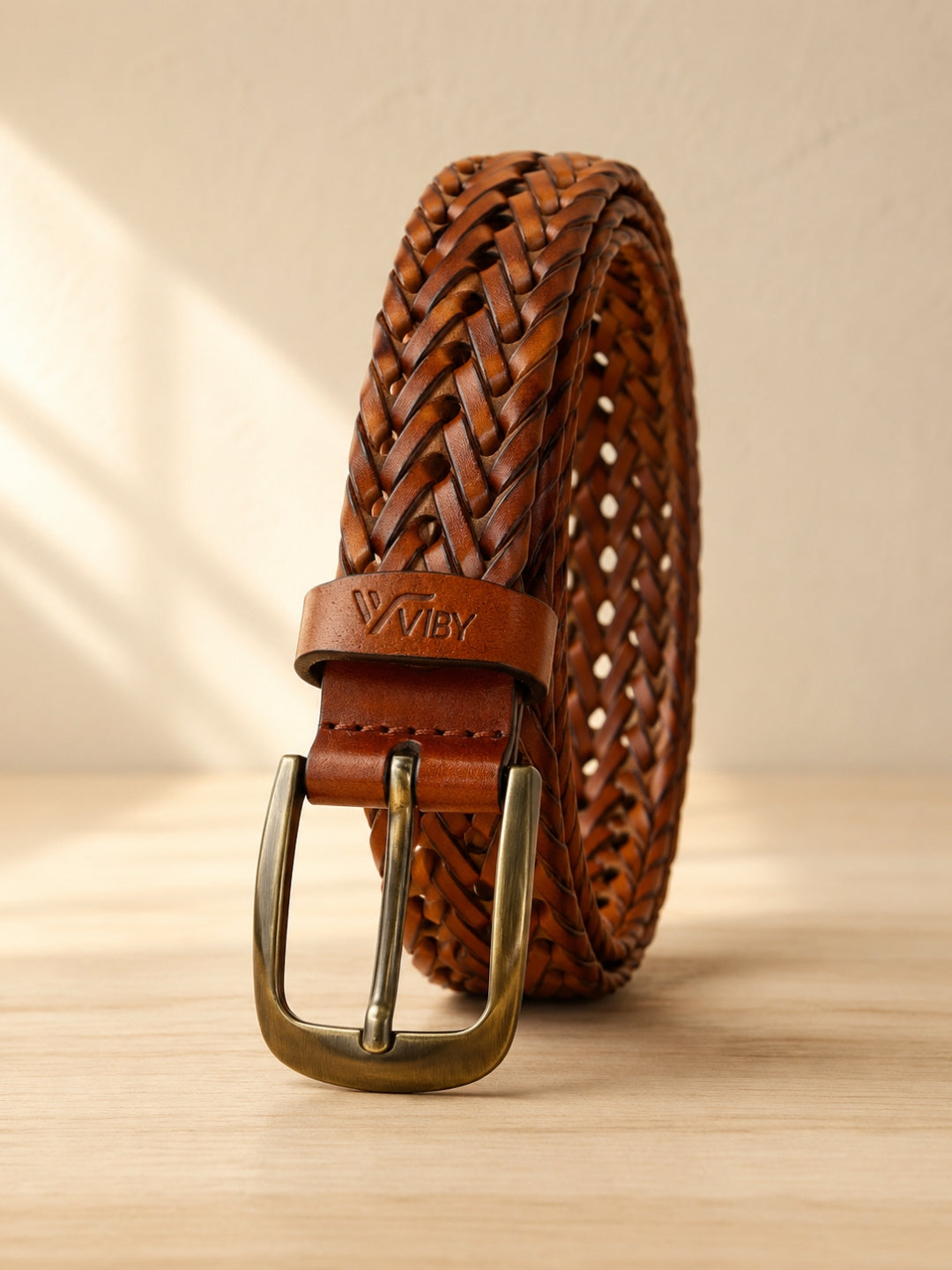 Braided Leather Belt brown