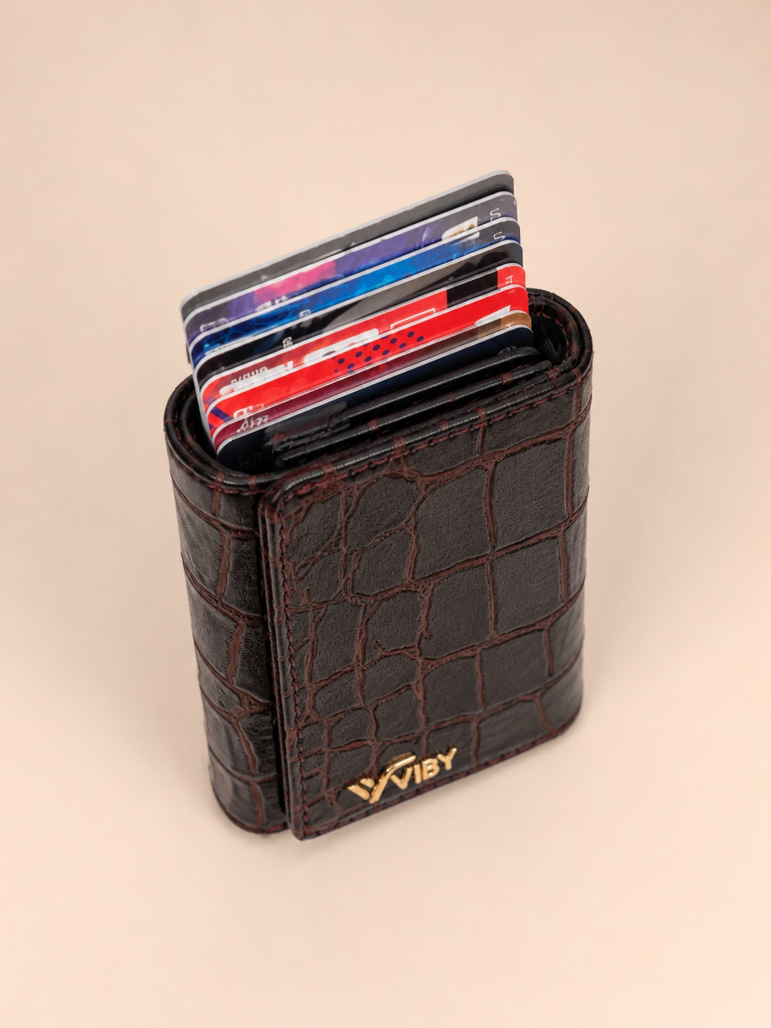 Pop-Up Three Fold Wallet dark brown