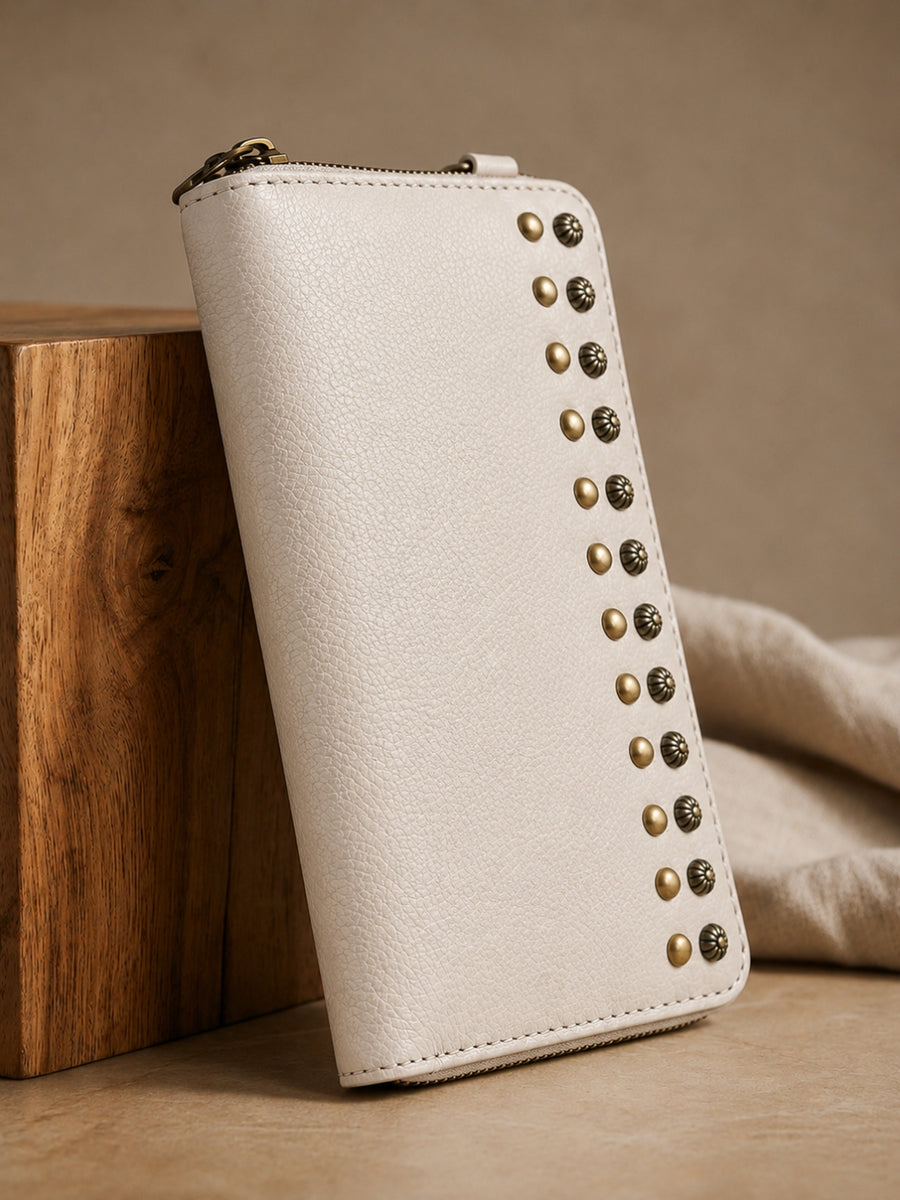 Studded Phone Wallet white
