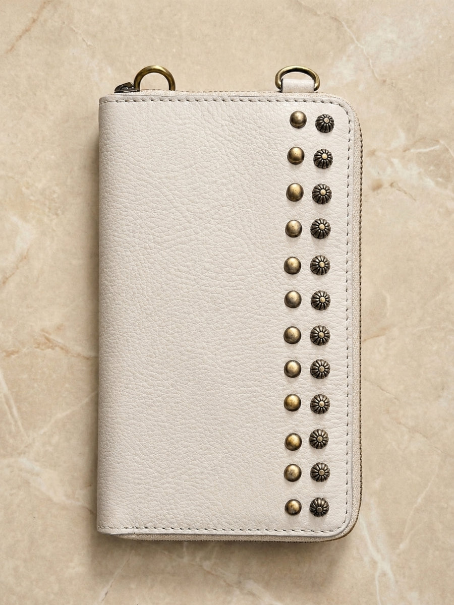 Studded Phone Wallet white