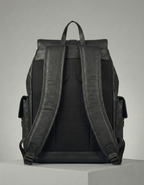 Unisex Black Genuine Leather Backpack with Front Pockets