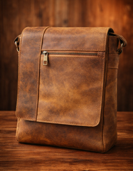 Classic Vintage Leather Sling Bag – Stylish Crossbody Travel Messenger Bag