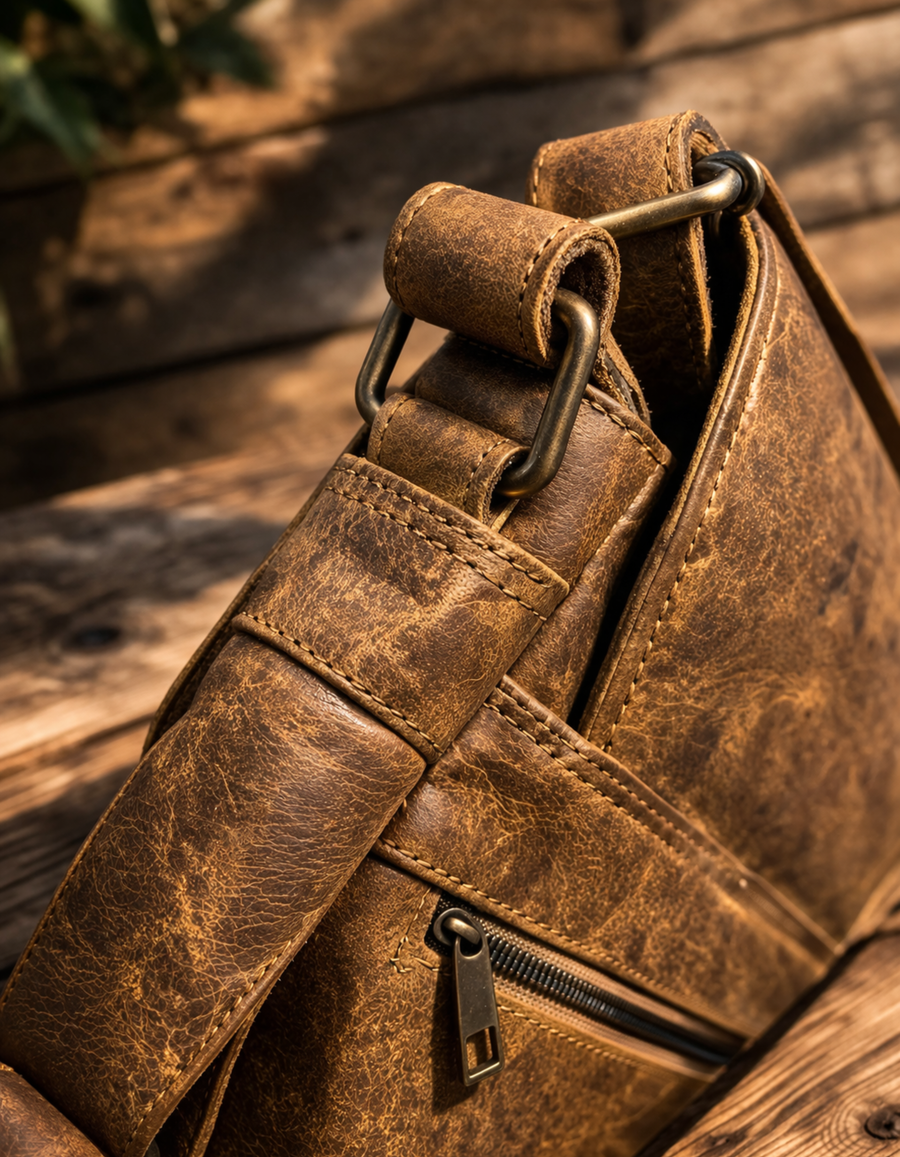 mens sling bags light brown