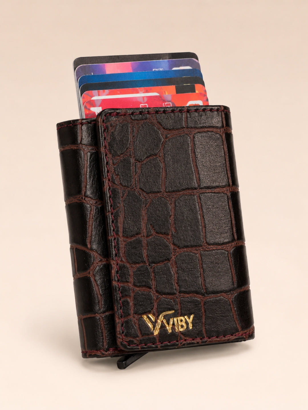 Pop-Up Three Fold Wallet dark brown