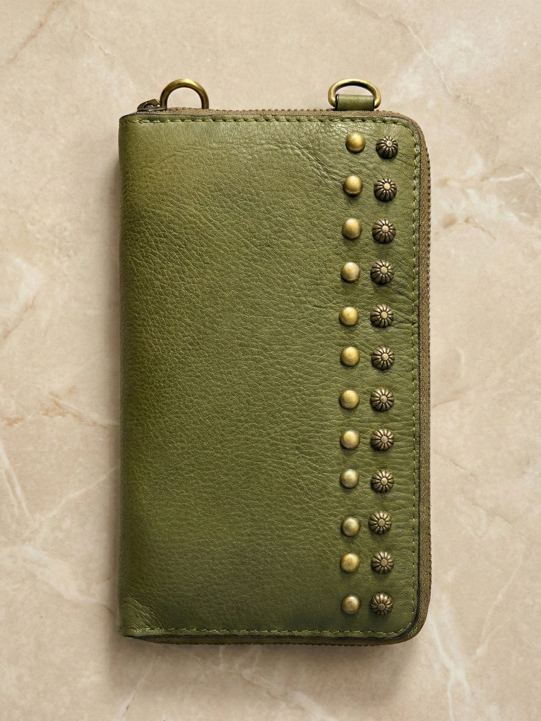 Studded Phone Wallet green