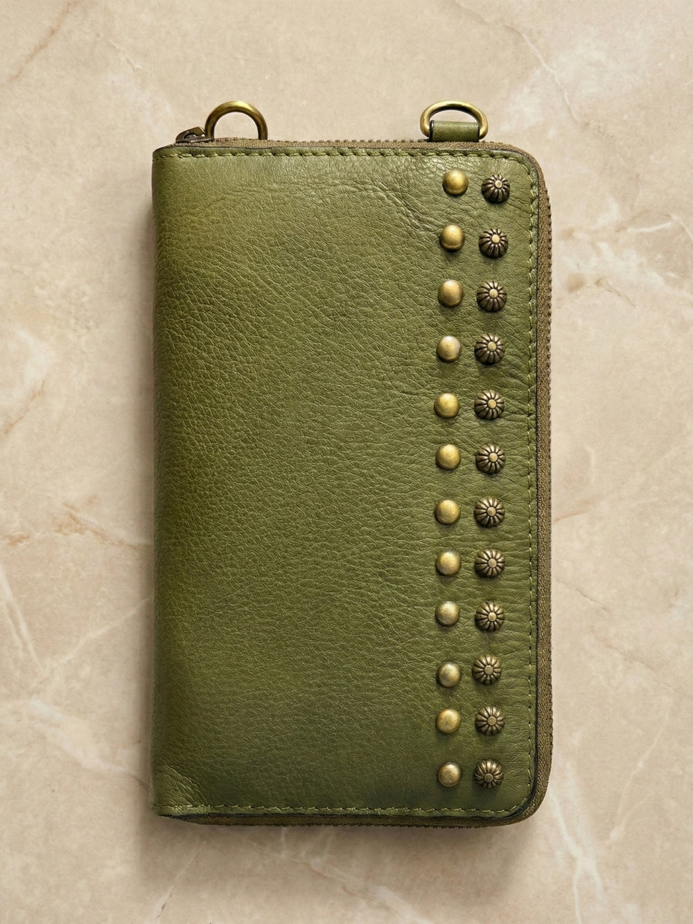 Studded Phone Wallet green
