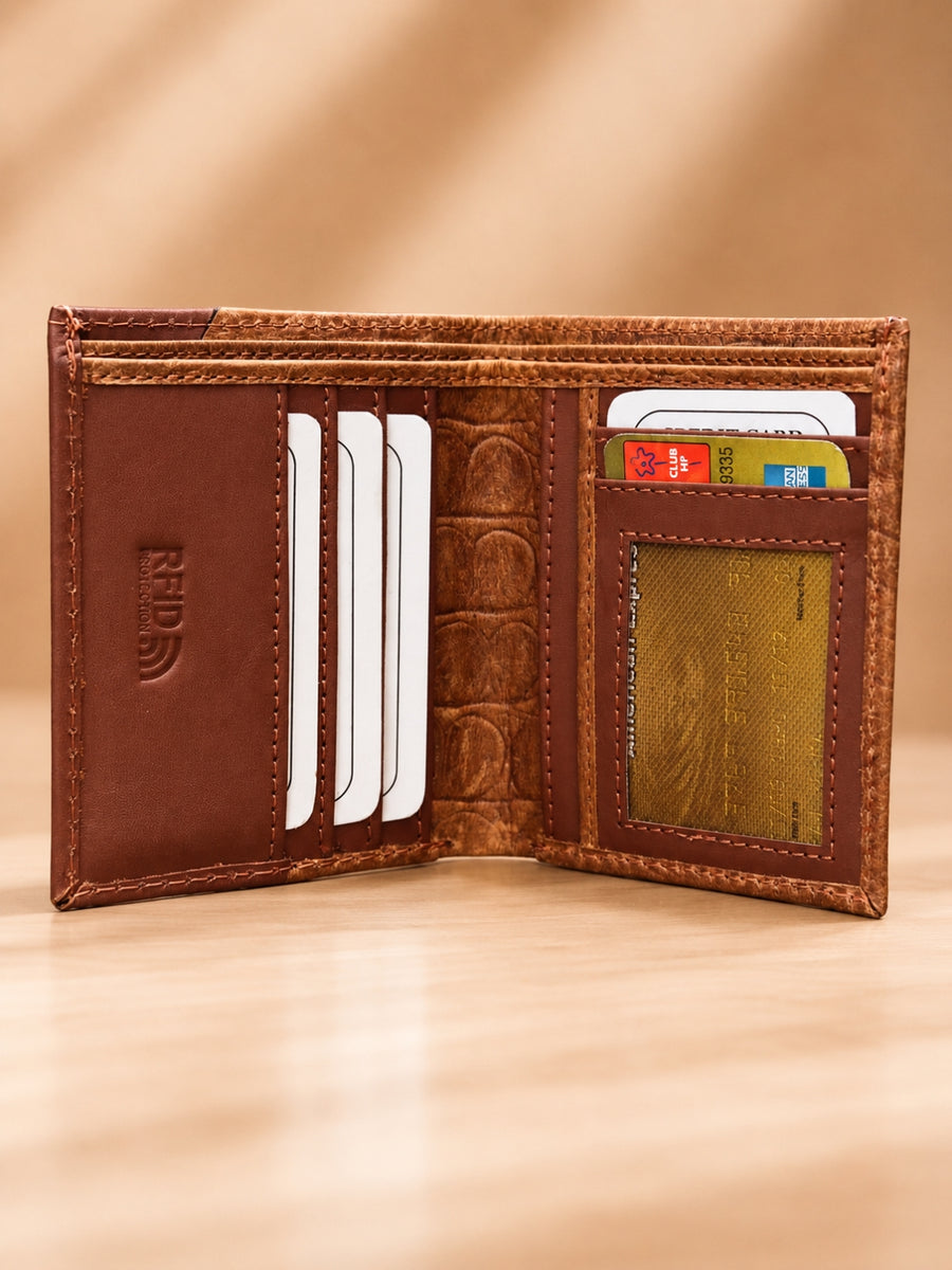 Croco Braid Stich wallet brown