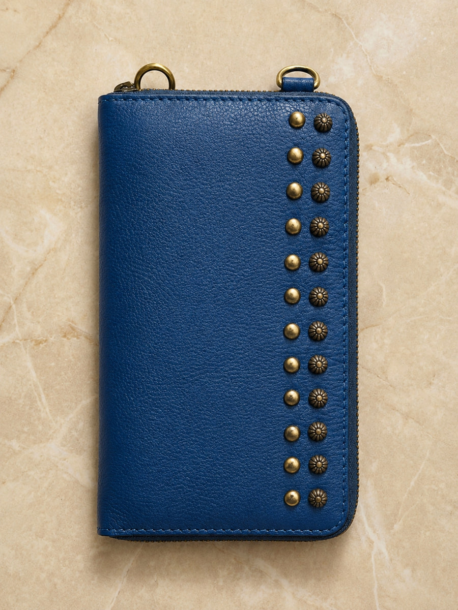 Studded Phone Wallet blue