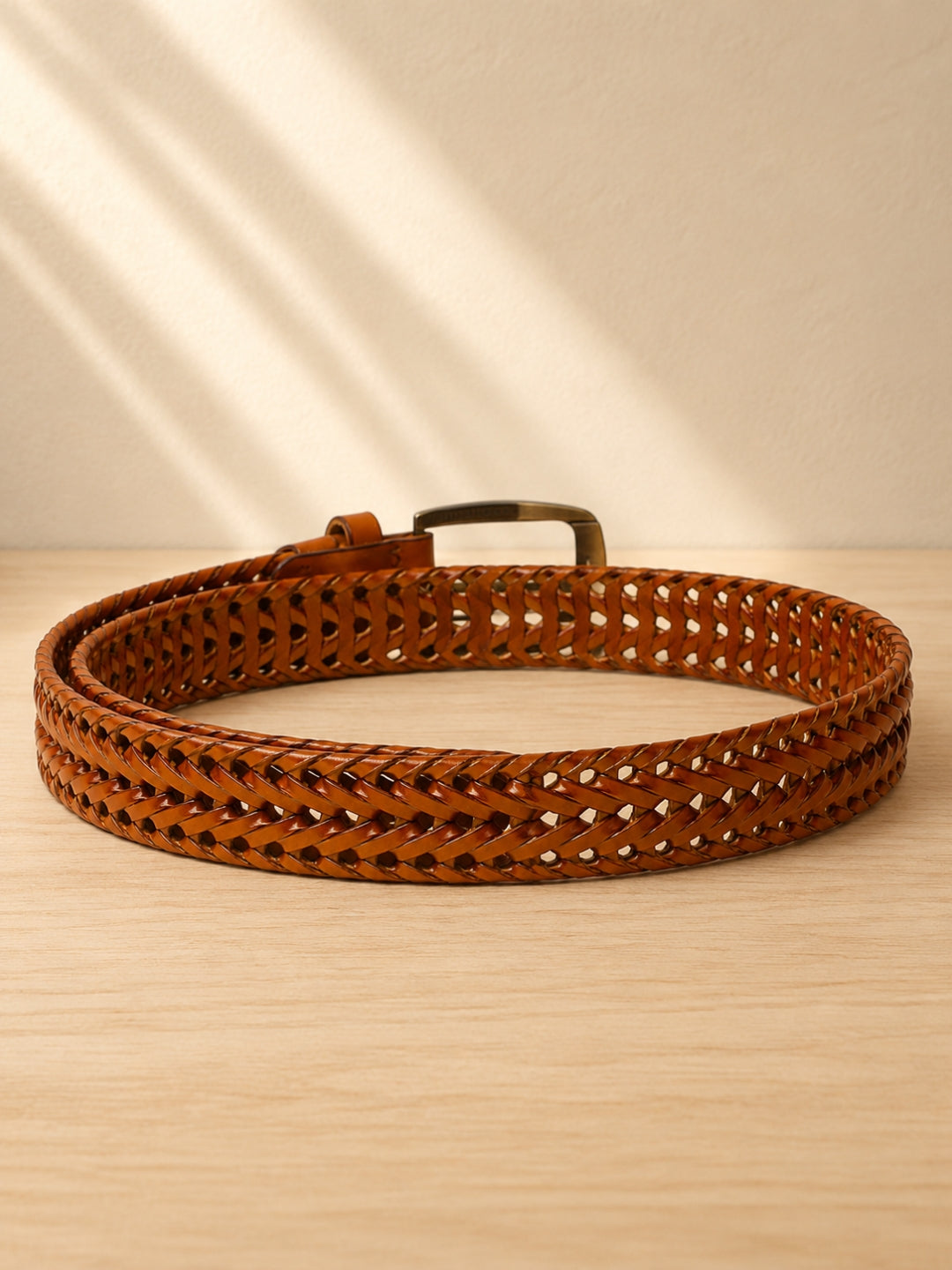 Braided Leather Belt brown