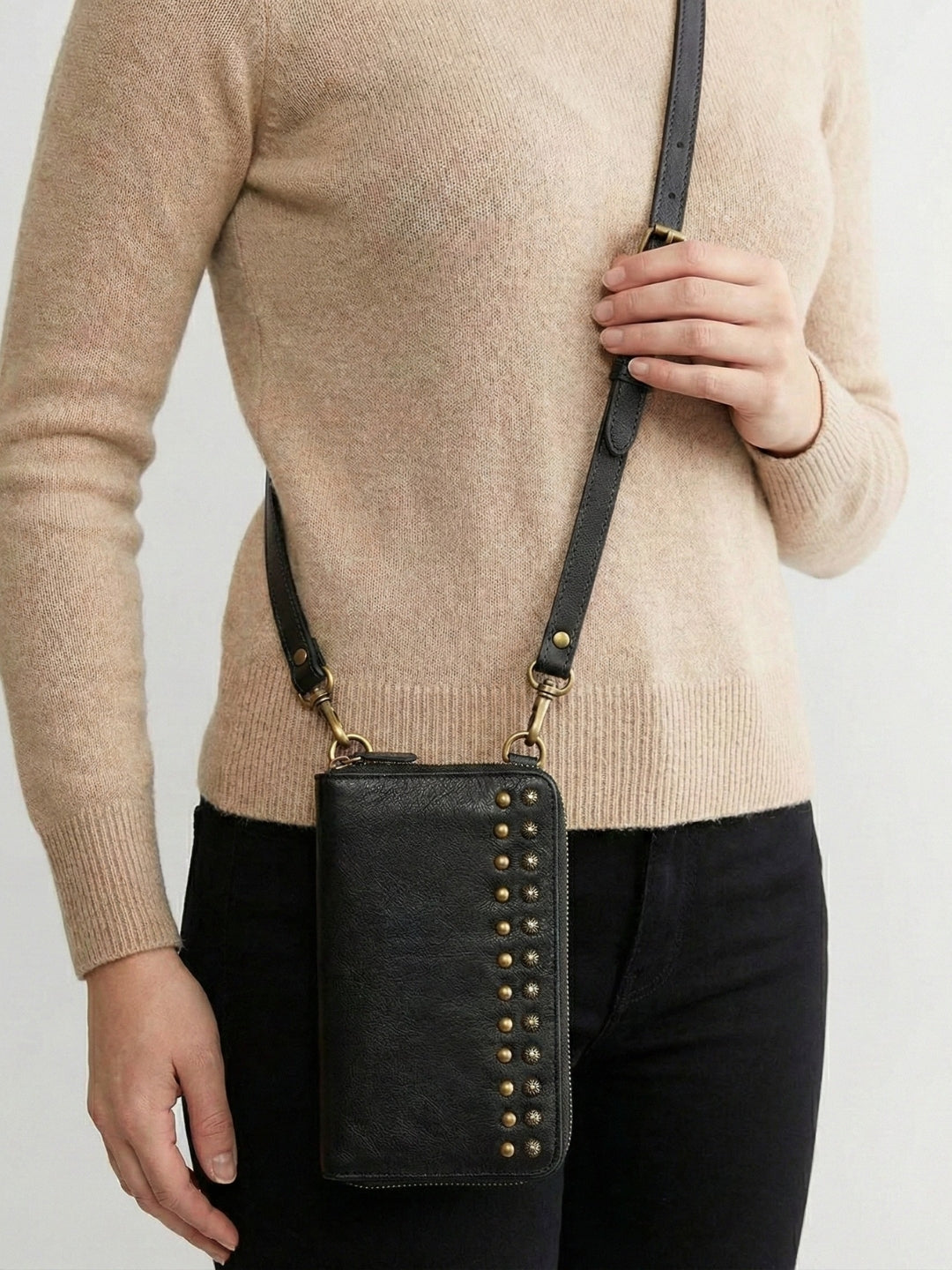 Studded Phone Wallet black