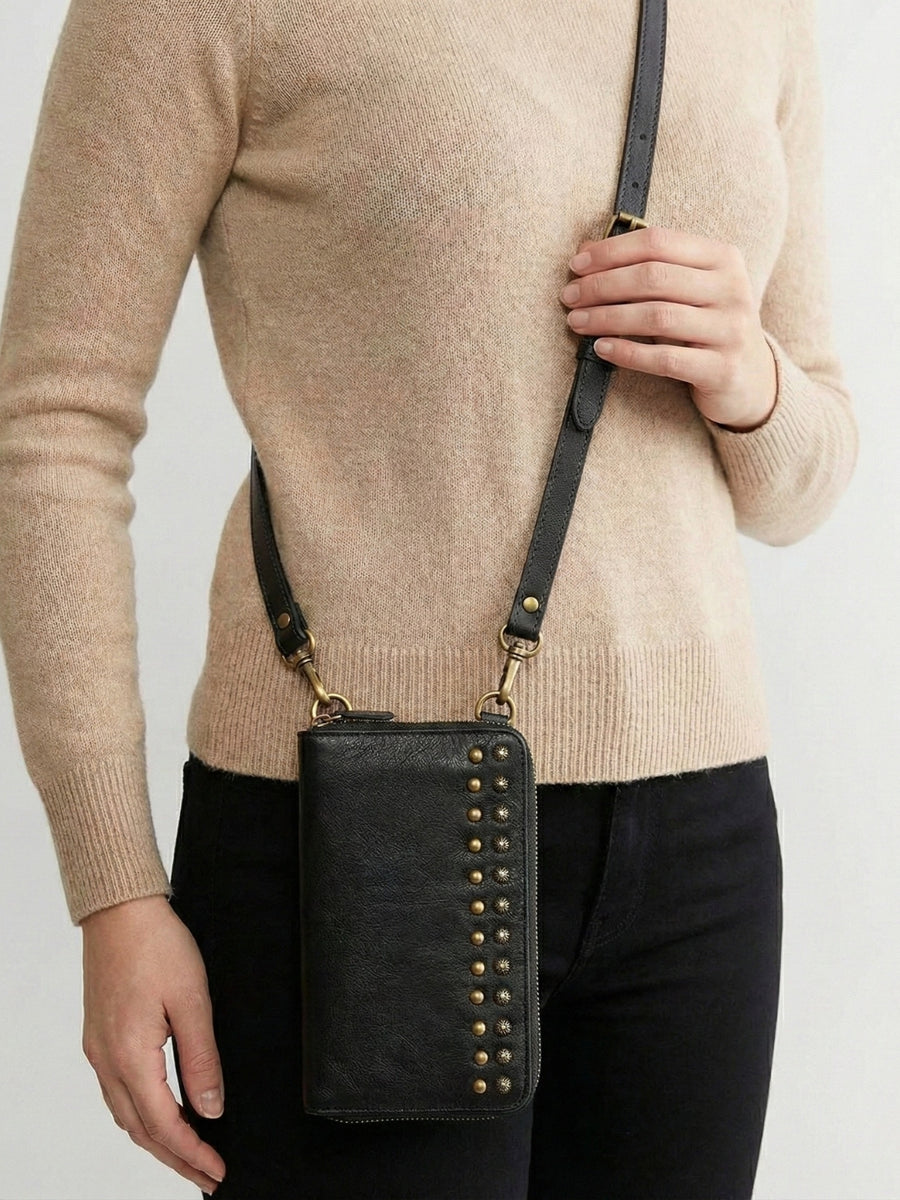 Studded Phone Wallet black