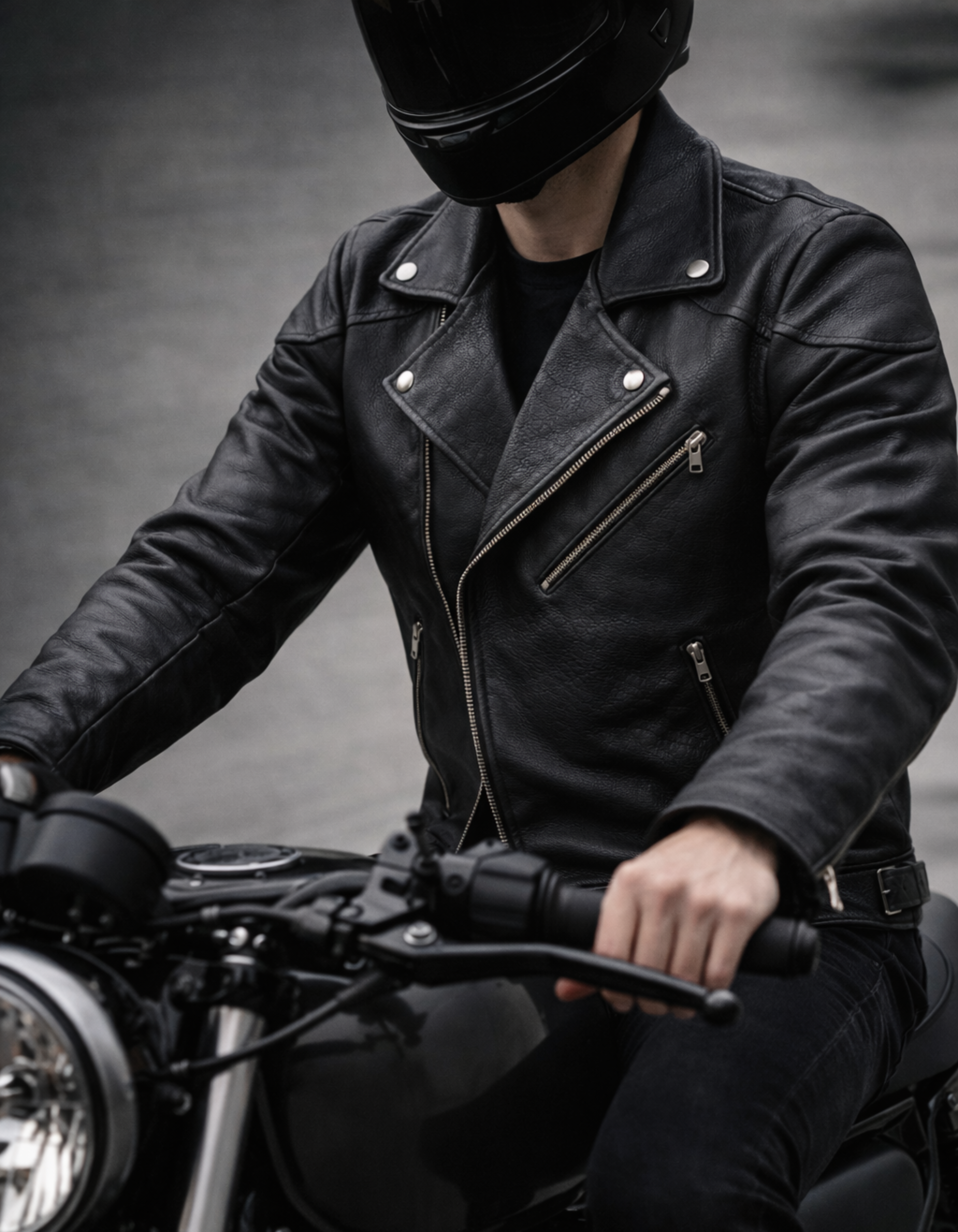 Men’s Classic Black Genuine Leather Biker Jacket